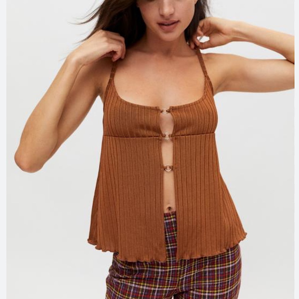 Urban Outfitters Brown Ribbed Verity O-Ring Camisole Size Small